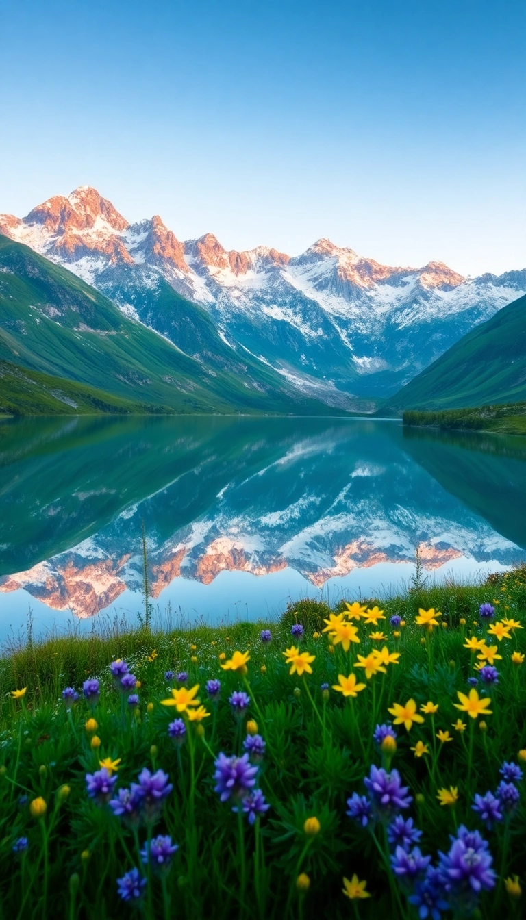 HD iPhone Spring Mountain Reflection Luxury Background